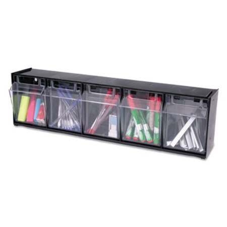 Picture of Tilt Bin Interlocking Multi-Bin Storage Organizer, 5 Sections, 23.63" x 5.25" x 6.5", Black/ClearDEF-20504OP
