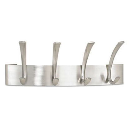 Picture of Metal Coat Rack, Steel, Wall Rack, Four Hooks, 14.25w x 4.5d x 5.25h, Brushed NickelSAF-4205SL
