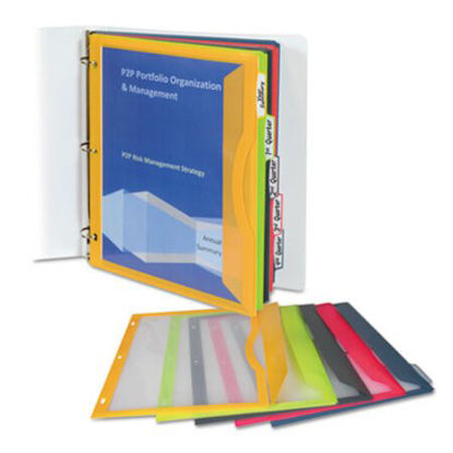 Picture of Binder Pocket With Write-On Index Tabs, 9.88 x 11.38, Assorted, 5/SetCLI-06650