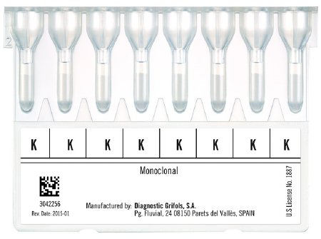 Picture of Column Card DGgel® 8 Anti-K (x8) Blood Grouping Test K Antigen Determination For Reagent Red Blood Cells 0.8%, Antisera for DG Gel Cards, and DG Gel Instruments 400 Tests210119