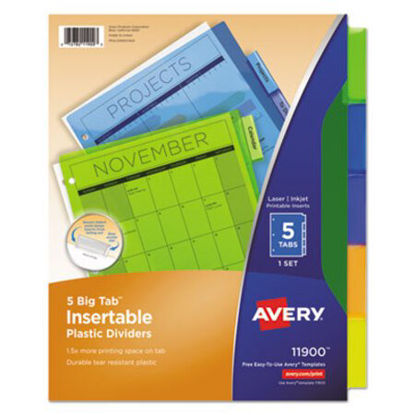 Picture of Insertable Big Tab Plastic Dividers, 5-Tab, 11 x 8.5, Assorted, 1 SetAVE-11900