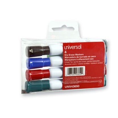 Picture of Dry Erase Marker, Broad Chisel Tip, Assorted Colors, 4/SetUNV-43650