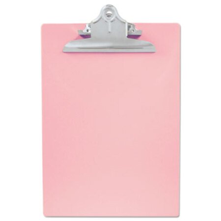 Picture of Recycled Plastic Clipboard with Ruler Edge, 1" Clip Cap, 8.5 x 11 Sheets, PinkSAU-21800