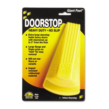 Picture of Giant Foot Doorstop, No-Slip Rubber Wedge, 3.5w x 6.75d x 2h, Safety YellowMAS-00966