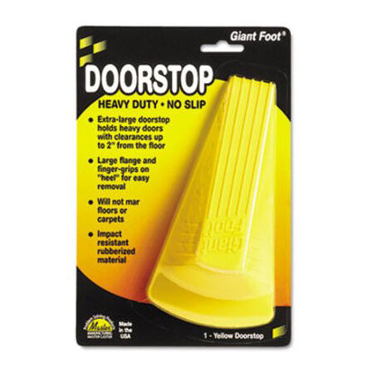 Picture of Giant Foot Doorstop, No-Slip Rubber Wedge, 3.5w x 6.75d x 2h, Safety YellowMAS-00966