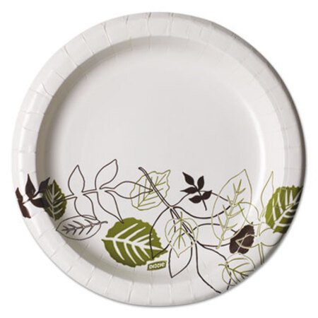 Picture of Pathways Soak-Proof Shield Mediumweight Paper Plates, 8.5" dia, Green/Burgundy, 125/PackDXE-UX9PATHPK