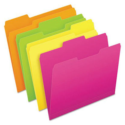 Picture of Glow File Folders, 1/3-Cut Tabs, Letter Size, Assorted, 24/PackPFX-40523
