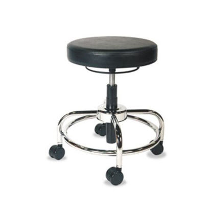 Picture of Alera HL Series Height-Adjustable Utility Stool, Supports Up to 300 lb, 24" Seat Height, Black Seat, Chrome BaseALE-CS614
