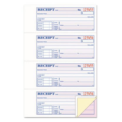 Picture of Money/Rent Receipt Books, 2-3/4 x 7 1/8, Three-Part Carbonless, 100 Sets/BookTOP-46808