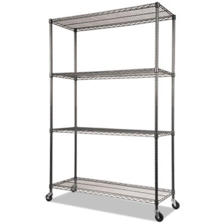 Picture of NSF Certified 4-Shelf Wire Shelving Kit with Casters, 48w x 18d x 72h, Black AnthraciteALE-SW604818BA