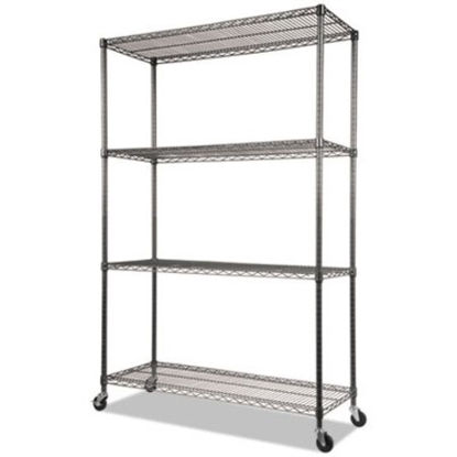 Picture of NSF Certified 4-Shelf Wire Shelving Kit with Casters, 48w x 18d x 72h, Black AnthraciteALE-SW604818BA