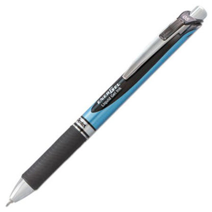 Picture of EnerGel RTX Gel Pen, Retractable, Fine 0.5 mm Needle Tip, Black Ink, Silver/Black BarrelPEN-BLN75A