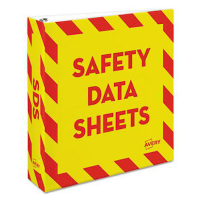 Picture of Heavy-Duty Preprinted Safety Data Sheet Binder, 3 Rings, 2" Capacity, 11 x 8.5, Yellow/RedAVE-18951