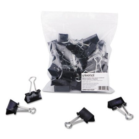 Picture of Binder Clips in Zip-Seal Bag, Medium, Black/Silver, 36/PackUNV-10210VP