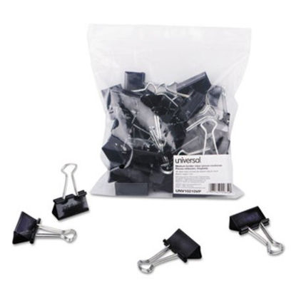 Picture of Binder Clips in Zip-Seal Bag, Medium, Black/Silver, 36/PackUNV-10210VP