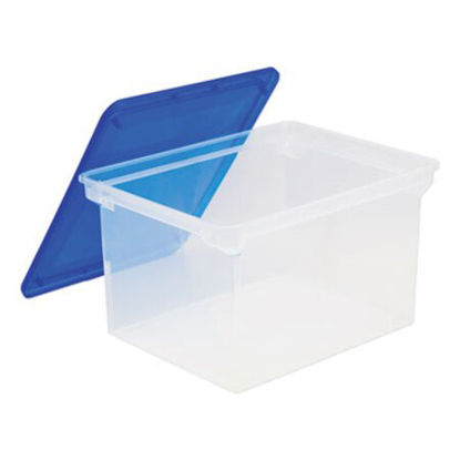 Picture of Plastic File Tote, Letter/Legal Files, 18.5" x 14.25" x 10.88", Clear/BlueSTX-61508U01C