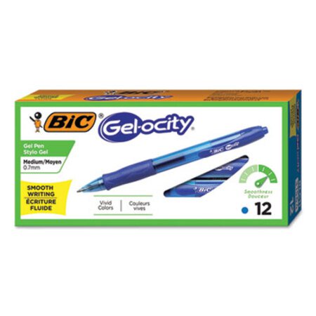 Picture of Gel-ocity Gel Pen, Retractable, Medium 0.7 mm, Blue Ink, Translucent Blue Barrel, DozenBIC-RLC11BE
