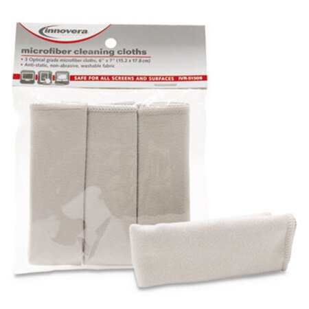 Picture of Microfiber Cleaning Cloths, 6" x 7", Gray, 3/PackIVR-51506