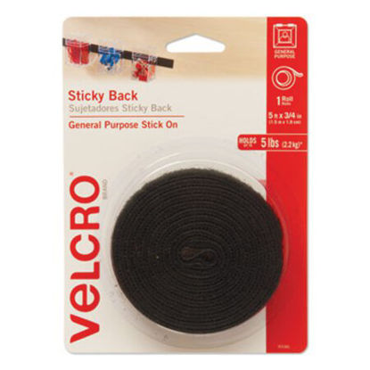 Picture of Sticky-Back Fasteners with Dispenser, Removable Adhesive, 0.75" x 5 ft, BlackVEK-90086