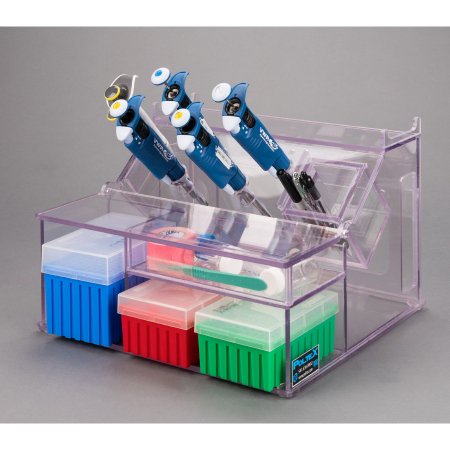 Picture of Pipette Storage Bin Hinged Lid, 1 Inch Diameter Holes, 4-3/5 X 12 X 13 Inch For Most Popular Brands of Pipettes and TipsHOUSPG