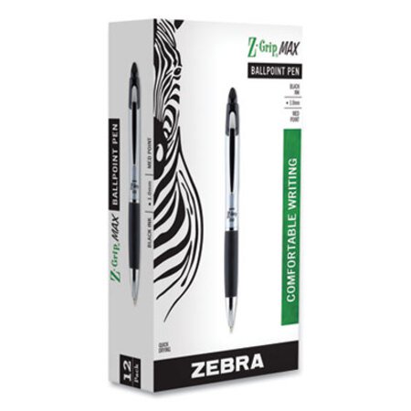 Picture of Z-Grip MAX Ballpoint Pen, Retractable, Medium 1 mm, Black Ink, Silver Barrel, DozenZEB-22410