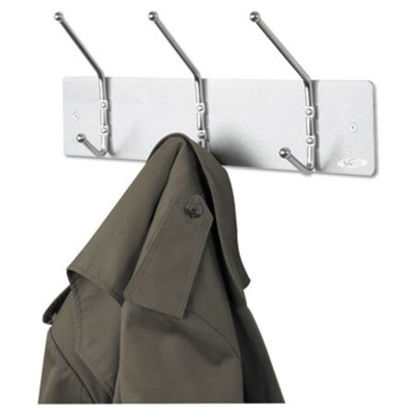Picture of Metal Wall Rack, Three Ball-Tipped Double-Hooks, 18w x 3.75d x 7h, Satin MetalSAF-4161