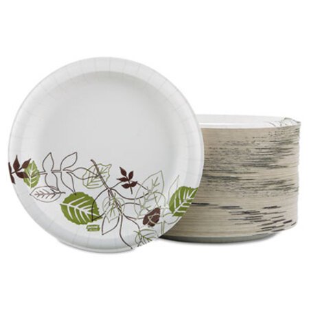 Picture of Pathways Soak Proof Shield Heavyweight Paper Plates, 8.5" dia, Green/Burgundy, 125/PackDXE-SXP9PATHPK