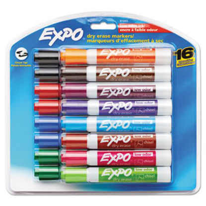 Picture of Low-Odor Dry-Erase Marker, Broad Chisel Tip, Assorted Colors, 16/SetSAN-81045