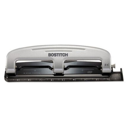 Picture of EZ Squeeze Three-Hole Punch, 12-Sheet Capacity, Black/SilverACI-2101