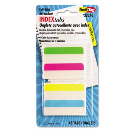 Picture of Write-On Index Tabs, 1/5-Cut Tabs, Assorted Colors, 2" Wide, 48/PackRTG-33248