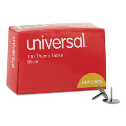 Picture of Thumb Tacks, Steel, Silver, 5/16", 100/BoxUNV-51002