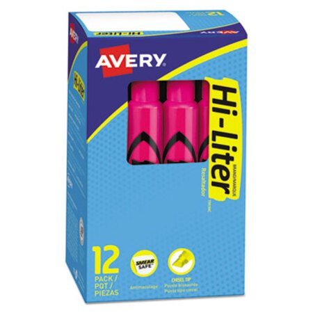 Picture of HI-LITER Desk-Style Highlighters, Fluorescent Pink Ink, Chisel Tip, Pink/Black Barrel, DozenAVE-24010