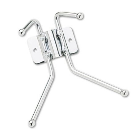 Picture of Metal Wall Rack, Two Ball-Tipped Double-Hooks, 6.5w x 3d x 7h, Chrome MetalSAF-4160
