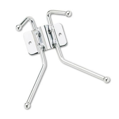 Picture of Metal Wall Rack, Two Ball-Tipped Double-Hooks, 6.5w x 3d x 7h, Chrome MetalSAF-4160