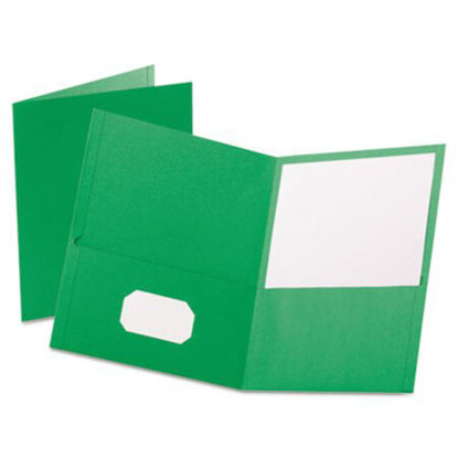 Picture of Twin-Pocket Folder, Embossed Leather Grain Paper, Light Green, 25/BoxOXF-57503