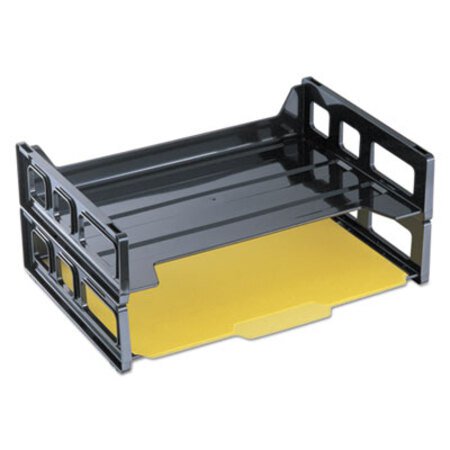 Picture of Recycled Plastic Side Load Desk Trays, 2 Sections, Letter Size Files, 13" x 9" x 2.75", BlackUNV-08100
