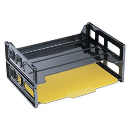 Picture of Recycled Plastic Side Load Desk Trays, 2 Sections, Letter Size Files, 13" x 9" x 2.75", BlackUNV-08100