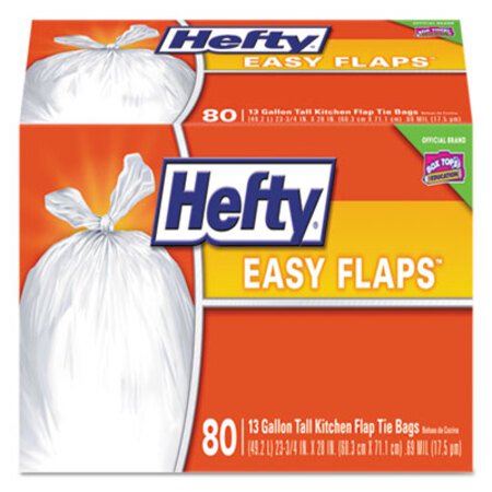 Picture of Easy Flaps Trash Bags, 13 gal, 0.8 mil, 23.75" x 28", White, 80/BoxPCT-E84563
