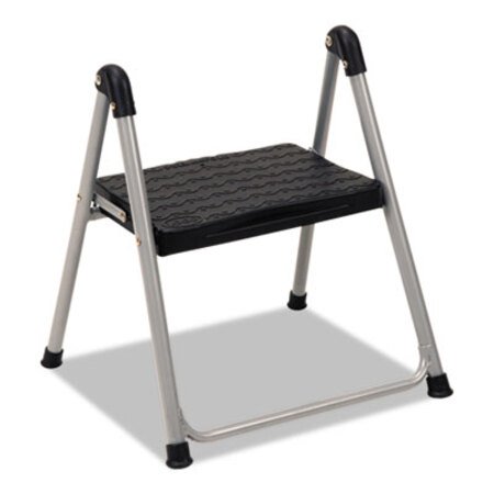 Picture of Folding Step Stool, 1-Step, 200 lb Capacity, 9.9" Working Height, Platinum/BlackCSC-11014PBL1E