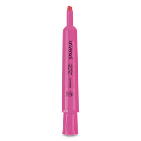 Picture of Desk Highlighters, Fluorescent Pink Ink, Chisel Tip, Pink Barrel, DozenUNV-08865
