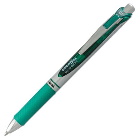 Picture of EnerGel RTX Gel Pen, Retractable, Medium 0.7 mm, Green Ink, Green/Gray BarrelPEN-BL77D