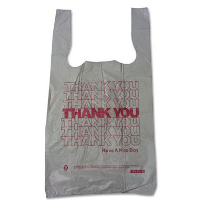 Picture of Plastic Thank-You T-Sack, 2 mil, 4" x 15", White, 2,000/CartonBPC-6415THYOU