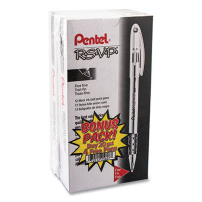 Picture of R.S.V.P. Ballpoint Pen Value Pack, Stick, Fine 0.7 mm, Black Ink, Clear/Black Barrel, 24/PackPEN-BK90ASW2