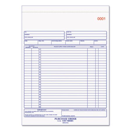 Picture of Purchase Order Book, 8 1/2 x 11, Letter, Two-Part Carbonless, 50 Sets/BookRED-1L146