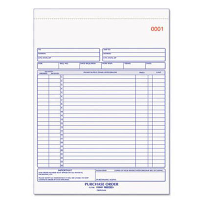 Picture of Purchase Order Book, 8 1/2 x 11, Letter, Two-Part Carbonless, 50 Sets/BookRED-1L146