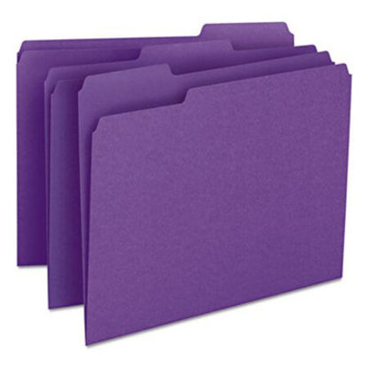Picture of Colored File Folders, 1/3-Cut Tabs, Letter Size, Purple, 100/BoxSMD-13043