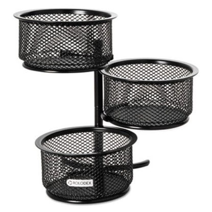 Picture of 3 Tier Wire Mesh Swivel Tower Paper Clip Holder, 3 3/4 x 6 1/2 x 6, BlackROL-62533