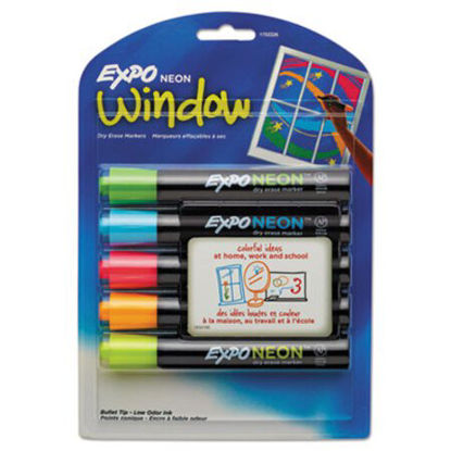 Picture of Neon Windows Dry Erase Marker, Broad Bullet Tip, Assorted Colors, 5/PackSAN-1752226