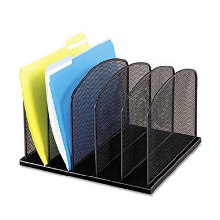 Picture of Onyx Mesh Desk Organizer with Upright Sections, 5 Sections, Letter to Legal Size Files, 12.5" x 11.25" x 8.25", BlackSAF-3256BL