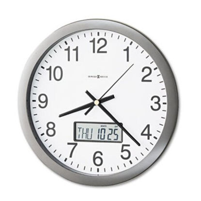 Picture of Chronicle Wall Clock with LCD Inset, 14" Overall Diameter, Gray Case, 1 AA (sold separately)MIL-625195